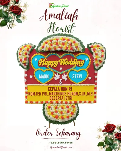 Karangan Papan Bunga Pernikahan di Sukasarana